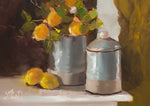 Load image into Gallery viewer, Lemon Blue Pot Still Life Original
